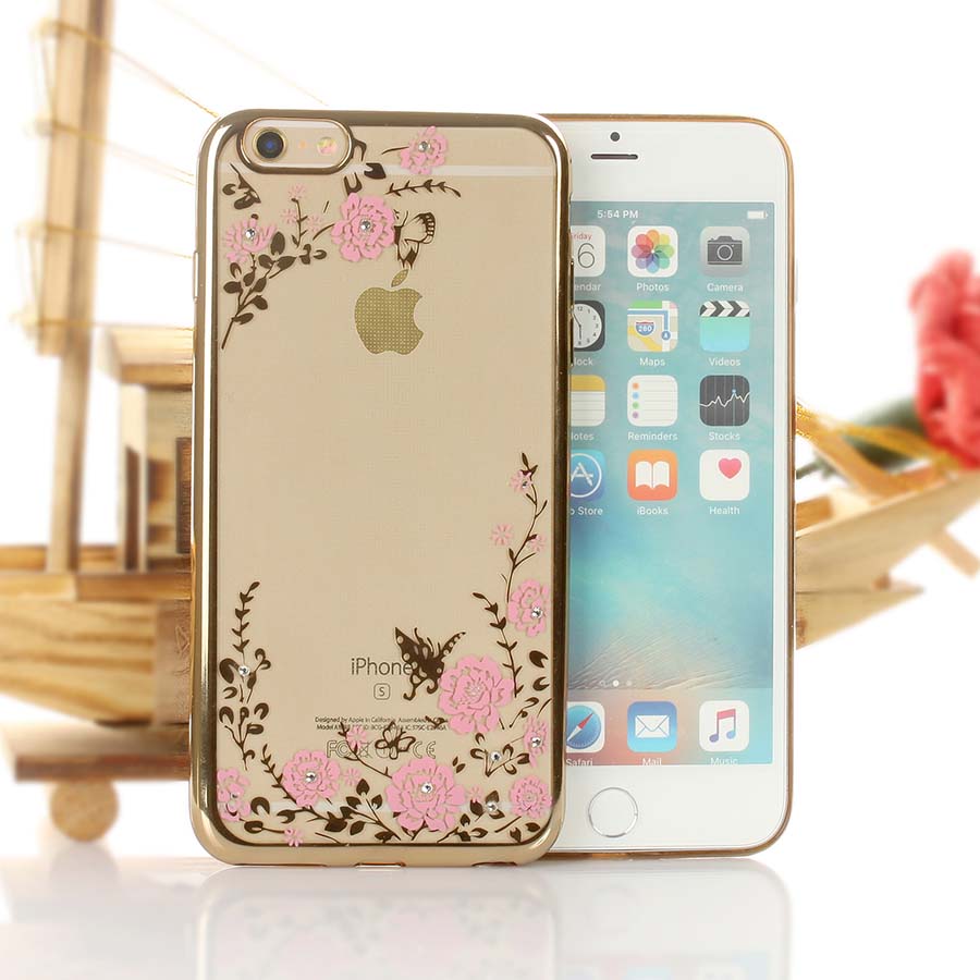 Ốp lưng silicon hoa đính đá iPhone 6-6s